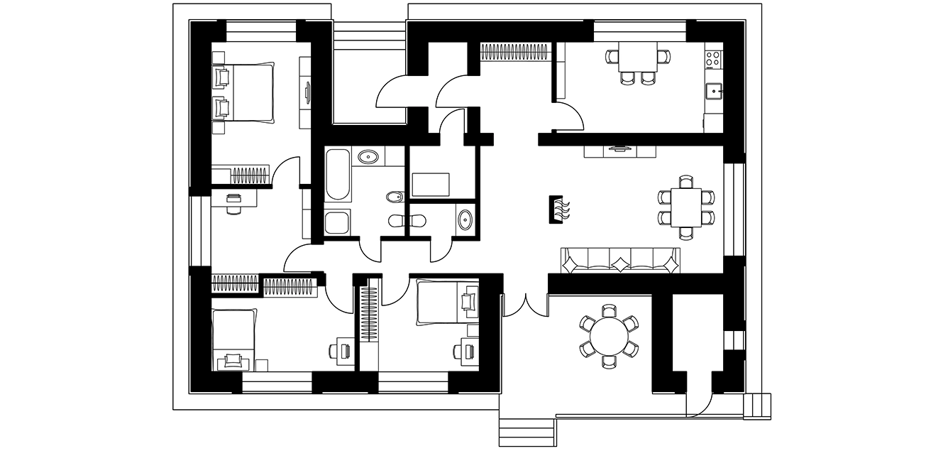 Blueprint of different areas of the house.