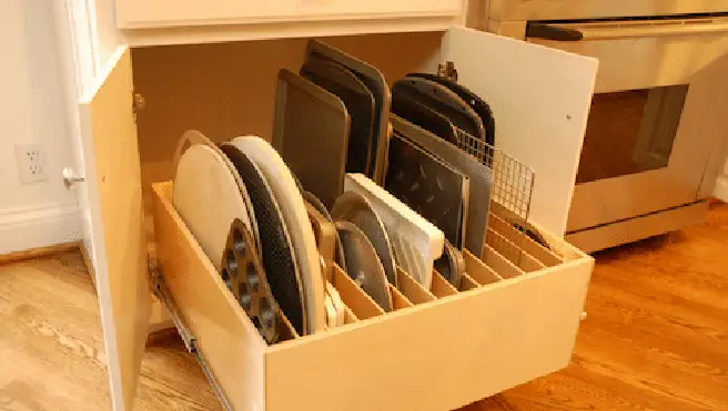 Tray bin height drawers.