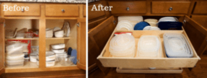 Drawer organization before and after