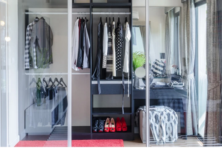 glass closet for built-in closet ideas.