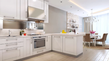 White custom built-ins cabinet.