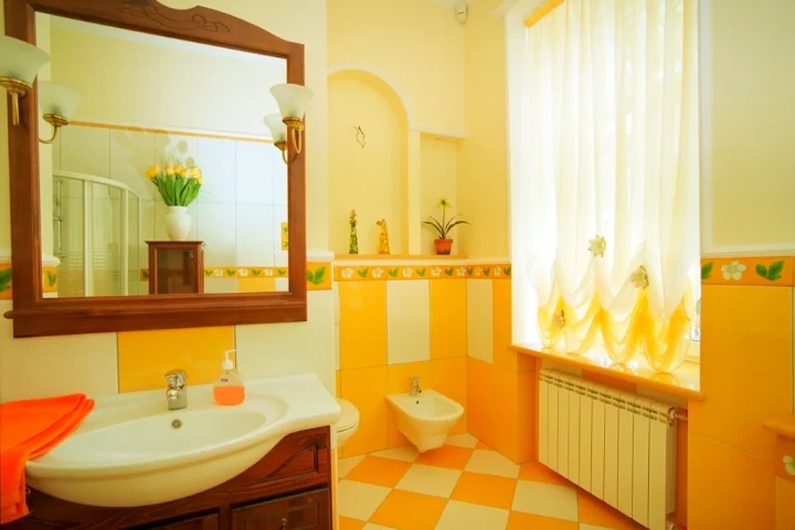 Yellow powder room.