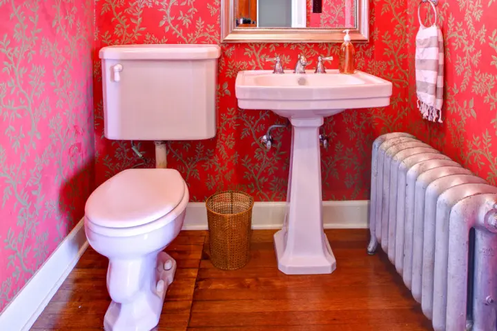 Parisian themed powder room.