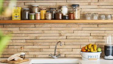 Kitchen with Spice Rack Organizers.